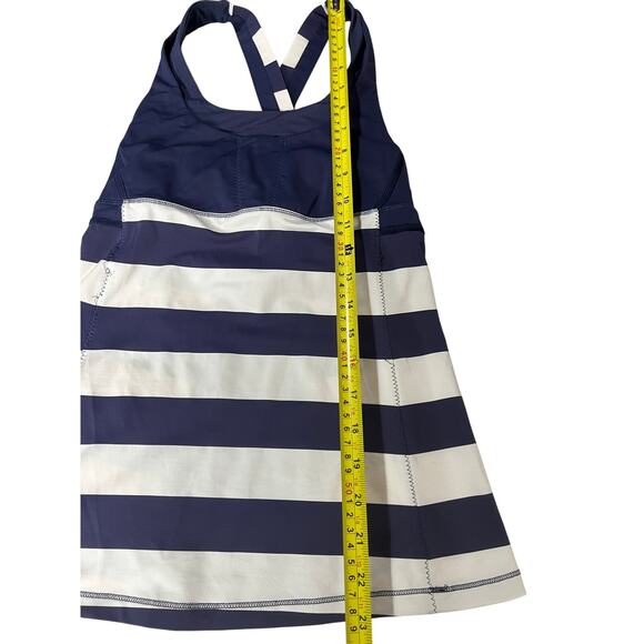 Lululemon Stuff your Bra Cadet Striped Navy/White Tank Top Size 6 - Picture 3 of 4